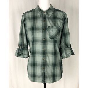 Carhartt Women Size‎ S (5/6) Plaid Shirt Roll Tab Long Sleeve Button Front